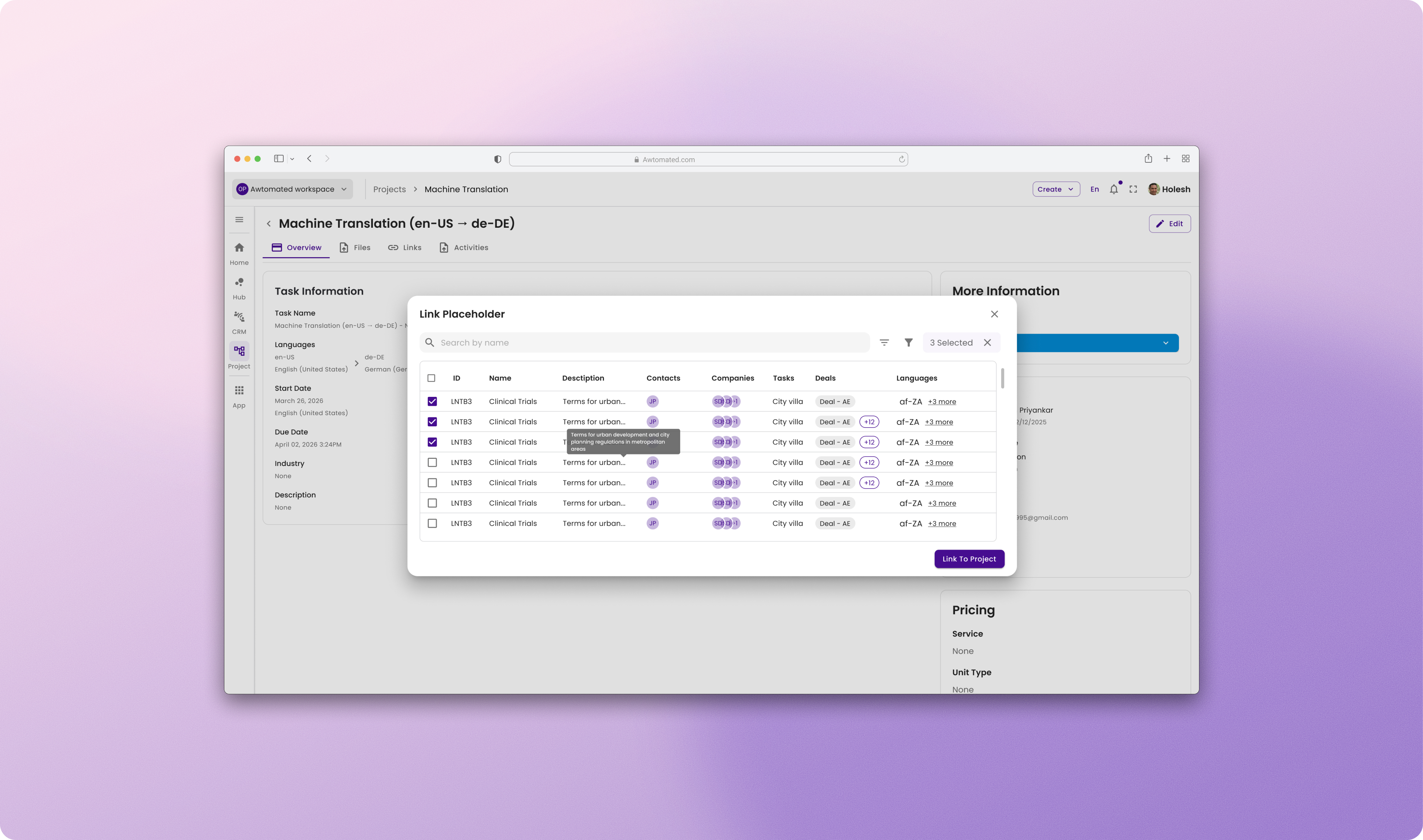 Awtomated product interface